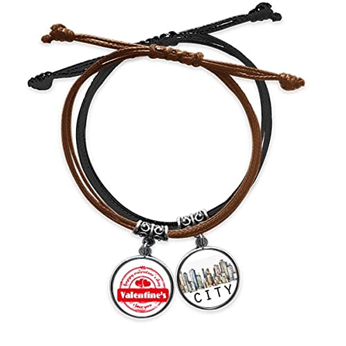 Bracelet corde Valentin Coeur avec chaîne main et cuir ajustable