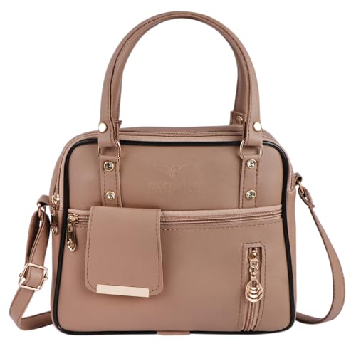 Empire Trendy Sling Crossbody Bag for Girls and Women | Made with Durable Vegan Leather Material | Carefully Handcrafted | Zip Closure | Adjustable and Detachable Straps (Khaki)