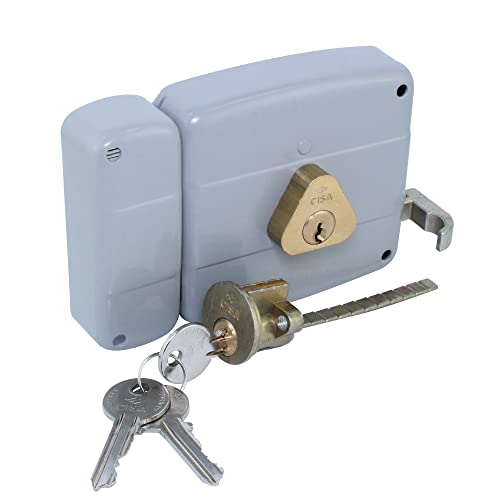 Cisa Heavy Duty Gray Alloy Steel And Brass Deadbolt Double Cylinder Rim Lock, Key Cylinder For Doors 1-3/8'' To 4'' Thick #TOP7