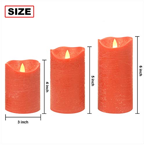 Image of iZAN 3 Pack Real Wax Flameless Candles Battery Operated LED Pillar Flickering Realistic Electric Candle Gift Sets with Remote Control and Cycling 24 Hours Timer for Home Decor 3 inchD X 4 inch 5 inch 6 inch H (Red)