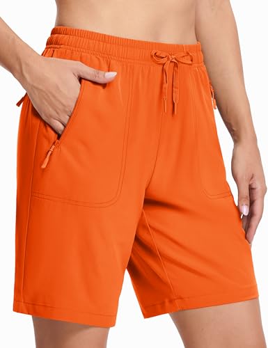 MAGCOMSEN Women's Hiking Shorts Lightweight Quick Dry 8" Golf Shorts Water Resistant with 3 Zipper Pockets3