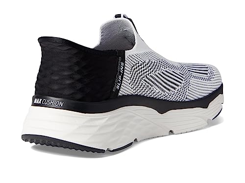 Skechers Men's Max Cushioning Slip-ins - Athletic Slip-on Running Walking Shoes with Memory Foam, White/Black, 11.5