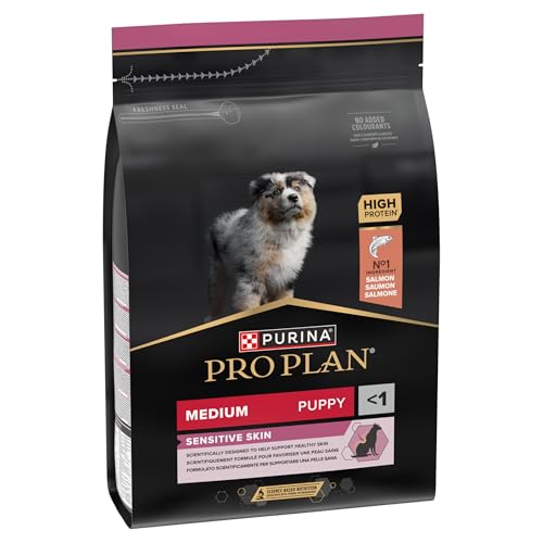 Pro Plan Medium Puppy Sensitive Skin, Welpenfutter trocken, reich an Lachs, 1er Pack (1 x 3 kg)