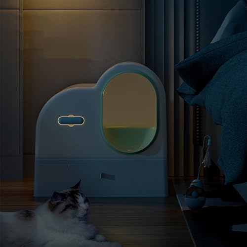 Caja de arena grande para gatos cerrada con bandeja deslizante miniatura 5