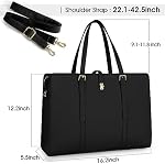 Laptop Bag for Women 15.6 Inch Leather Laptop Tote Bag Waterproof Work Shoulder Bag Lightweight Computer Tote Bag Professional Women Business Office Bag Large Travel Handbag Black