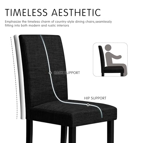 CHUN YI Upholstered Dining Chairs Set of 4, Fabric Dining Room Chairs with Solid Wood Legs, Modern Parson Chairs for Kitchen, Restaurant, Hotel, Black - Image 4