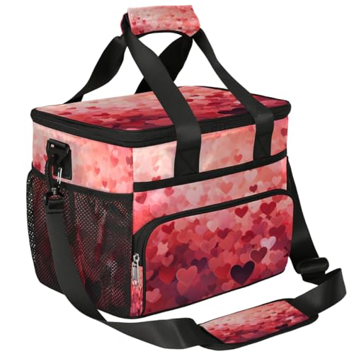 Insulated Picnic Backpack Lunch Box for Women Men Picnic Basket Tote Lunch Bag Picnic Bag Portable Lunch Bags for Picnic, Beach, Work, Trip,Office, Camp Red Decor Valentine's Day