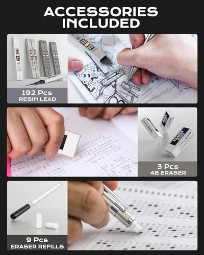 Nicpro MG026 8 Pack 0.5Mm & 0.7Mm Metal Mechanical Pencil Set thumb #4