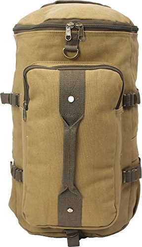 Convertible Canvas Backpack Duffle Bag Large Travel Weekend Carry Duffel 3 in 1 Rucksack - Coyote Brown