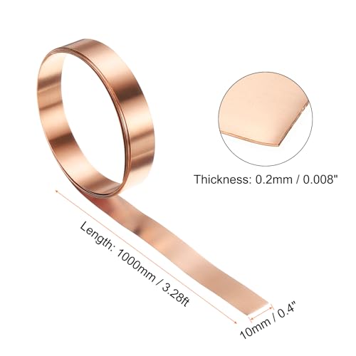 QUARKZMAN 2 Stück Kupferblechrolle 0,2 mm dickes Kupferblech 99,95% reines Kupferband wasserdichte Metallfolieplatte für den Bau von Elektronik DIY (0,4 Breite x 3,28ft)