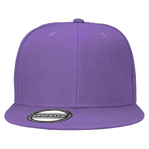 Image of Classic Snapback Hat Cap Hip Hop Style Flat Bill Blank Solid Color Adjustable Size