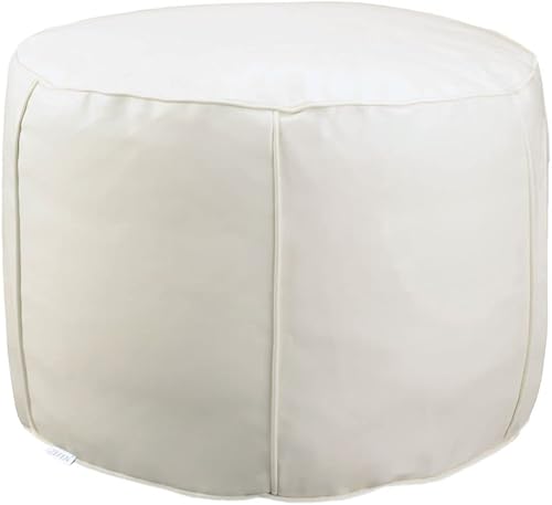 Miniatura 1 de Reposapiés otomano de cuero sintético hecho a mano de lujo sin relleno, solución de almacenamiento para reposapiés, taburete redondo pequeño de 20 x