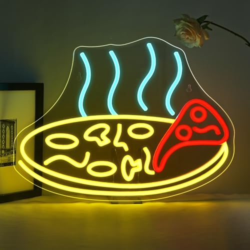 ineonlife Segno al Neon per Pizza, Segno al Neon a LED Regolabile per Decorazione a Parete, Segno al Neon per Pizzeria, Ristorante, Festa, Hamburger Shop, Regalo per Bambini