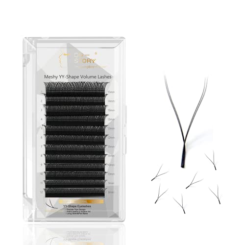 Costory Forma YY Extensiones de pestañas Consejos Dobles Arte De Tejer Pestañas Postizas Volumen 4D Luz Suave Natural Tejidas a Mano Eyelash Extensions (Espesor 0.07 mm D Curl 13mm) Cover
