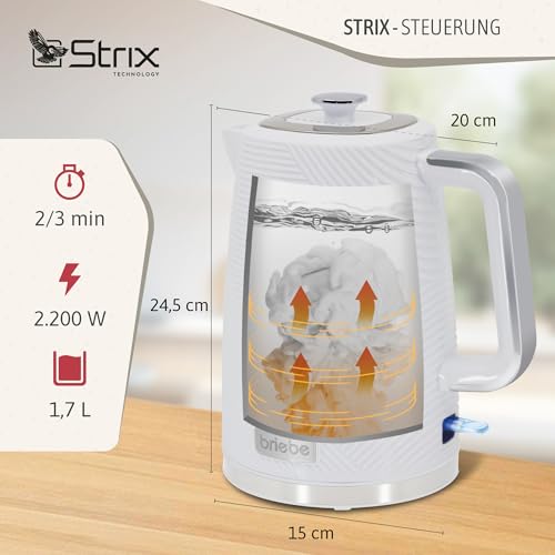 briebe Elegance Set Brottoaster mit breitem Schlitz, 2 Scheiben + elektrischer Wasserkocher, 1,7 l, kabellos, 2200 W, BPA-frei + Filterkaffeemaschine, Filter, 10 Tassen, 1,25 l, Frühstückspack – Bild 7