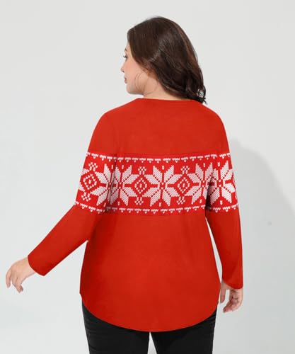 Image of CARCOS Plus Size Tops for Women Color Block Flower /Striped /Camo Crew Neck Long Sleeve Tee Shirt