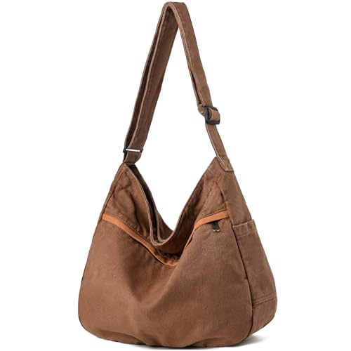 Image of Canvas Hobo Crossbody Shoulder Tote Bag for Women and Men Large Purse Messenger Bag Travel Work Shopping