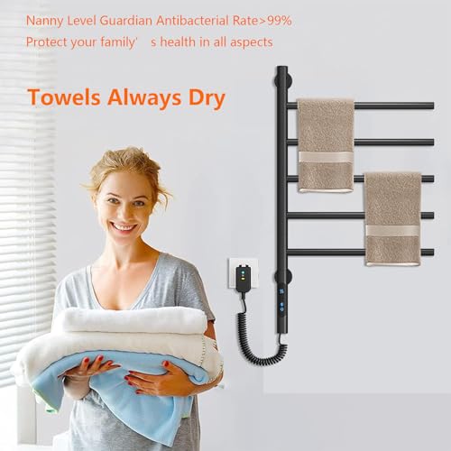 Toallero eléctrico de baño gris con control de temperatura constante y LED 3