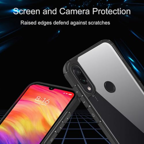 Image of SHINESTAR Ultra Slim Clear Back Cover for Redmi Note 7 / Note 7 Pro /Note 7s, Transparent Hybrid Hard Shell Plastic & Soft Silicone Rubber Bumper, Non-Yellow Acrylic Protective Cover - Black
