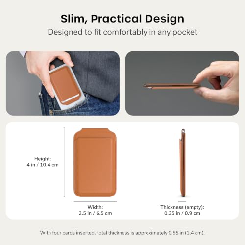 Image of Satechi Magnetic Magsafe Wallet and Double Flap Stand, iPhone Wallet with 4 Card Slots, Front Flap NFC Pass Through for iPhone 15, iPhone 14, iPhone 13, iPhone 12 - Vegan Leather, Orange