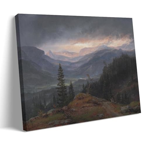 Vue de J.C. Dahl sur Hallingdal impression d'art mural paysage romantique