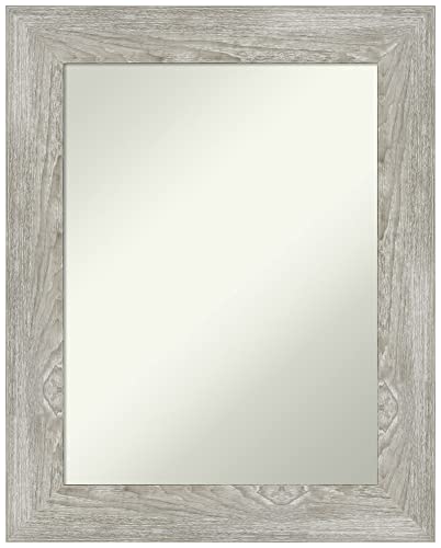 Amanti Art Grey Wall Mirror 30x24 Dove Greywash Rectangle Bathroom Mirror for Wall Decor Living Room, Medium Country Rustic Frame, Hangs Horizonally and Vertically, Bathroom Decor, Non-Beveled Edge