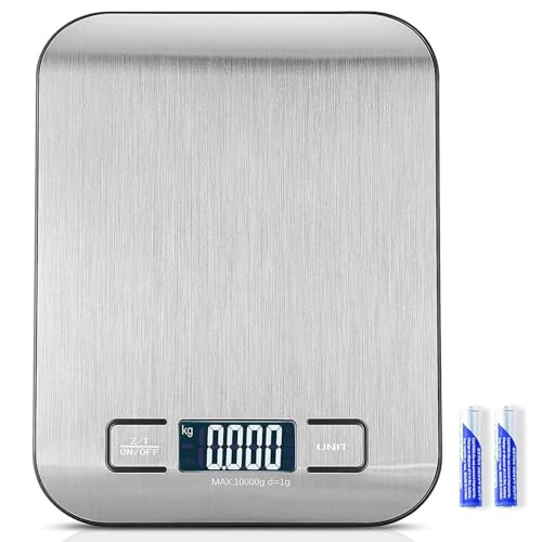 Kitchen Scale, 22 lb Digital Food Scales with Batteries, 5 Units with Tare Function, Touch Button, Backlit LCD Display