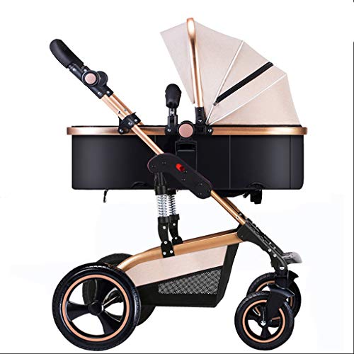 JIAX Lightweight Stroller, Convertible Stroller, Lightweight Infant Stroller with Compact Fold, Multi-Position Recline, Multi-Position Recline, Travel Stroller, 5-Point Harness (Color : Khaki)