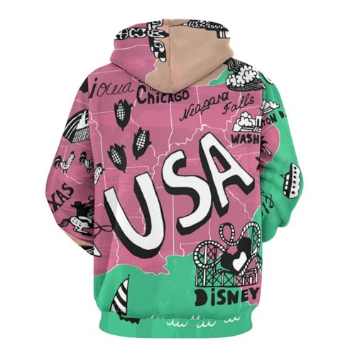 Sweats à capuche carte d'époque pull à manches longues pour soirées d'automne