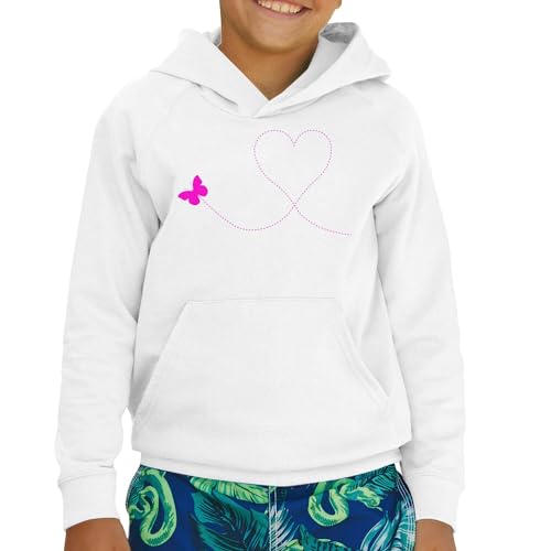 Sweat à capuche enfant papillon rose de qualité premium et durable