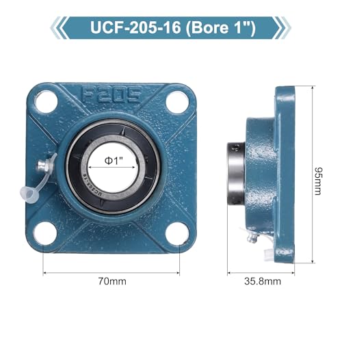 Roulement en acier chromé UCF-205-16 de sourcing map à base solide - 2