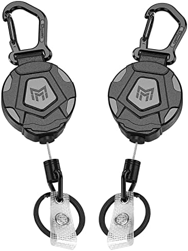 MNGARISTA 2-Pack Retractable Keychain, Heavy Duty Carabiner Badge Holder, Tactical ID Badge Reel with 31.5” Steel Retractable Cord, 8.0 oz