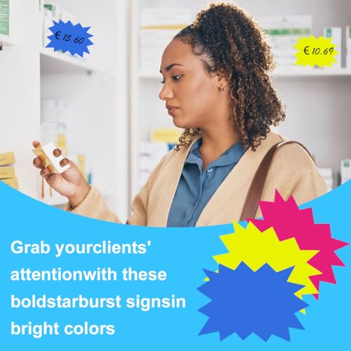 150 Stück Preisschilder Flohmarkt Neon, Neon Preisschilder, Fluoreszierende Zeichen Starburst, 3 Farbe Verkaufsetiketten Zeichen, für Supermärkten, Einzelhandelsgeschäft Party Favors