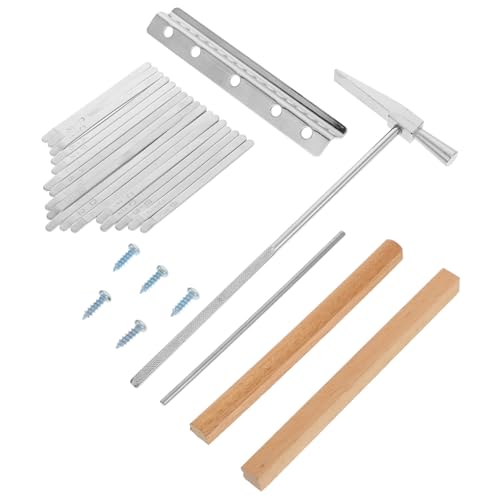 VINTORKY 17-key Kalimba Shrapnel Set Steel Wood Tools Repair Kit for Musical Toy