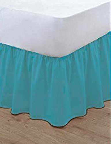 Gold Star Bedding Plain Dyed Poly Cotton Soft Frilled Base Valance Sheets Bed Sheets Covers (Teal, King)