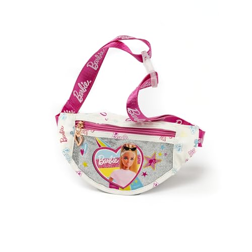 ODS - Barbie, Marsupio per Bambine con Tasca Frontale, Cerniera e Cintura Regolabile, Incluso 1 Foglio di Stickers Barbie, Accessorio Fashion in Ecopelle, Età Consigliata +3 Anni