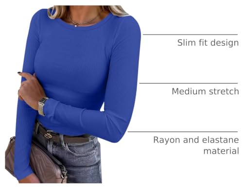 Image of ANRABESS Women Long Sleeve Shirts Rib Knit Slim Fit Tops Basic Tee Spring Outfits Casual T-Shirt Underscrubs Layer Clothes