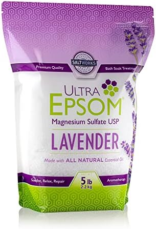 SaltWorks Lavender Ultra Epsom Bath Salt, USP Grade, 5 lb Bag