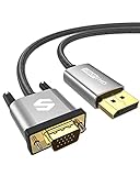 📺【Latch-freies Design & NICHT bidirektional】 Einfach Plug-and-Play, Sie können problemlos den erweiterten Modus oder den Spiegelmodus ohne Treiber/Software genießen. Dieses DP-zu-VGA-Kabel ist eine Einwegübertragung. Konvertiert nur Displayport (Quellgerät-PCs (Grafikkarten)/Notebooks/Blu-Ray-Player) nach VGA (Anzeigegerät-externe Monitore/Projektoren/Plasma/LCD-TVs).