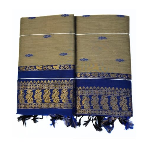 Image of Pure Kalyani Cotton Saree | Zari Border & Blouse Piece - Lata Gadwal Design | Traditional Saree