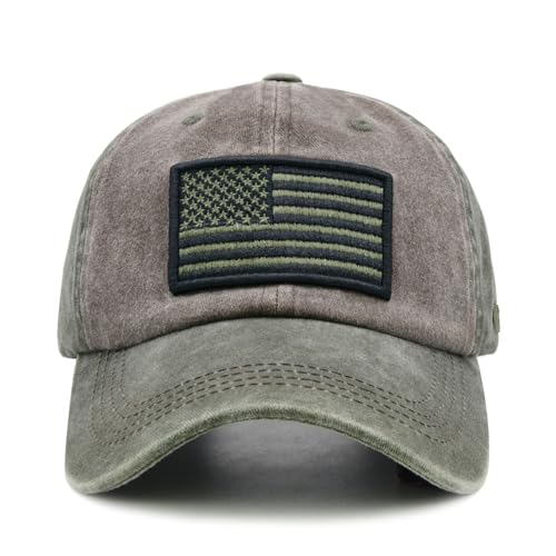 Image of Veteran Hat for Men Veterans Gifts, American Flag Baseball Cap | Vintage Cotton Adjustable Embroidered USA Flag Military Army Hat