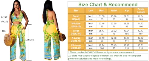 Elegant Two Piece Sets for Women Sexy Printing Halter Bandage Top Long Straight Pants Vacation Outfits Beach3