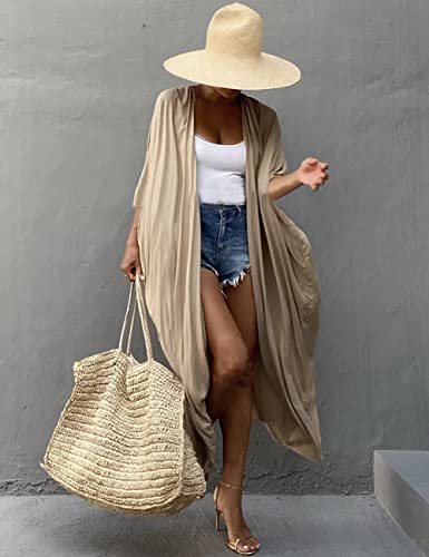 Image of Bsubseach Stylish Tie Dye Open Front Long Kimono Swimsuit Coverup for Women