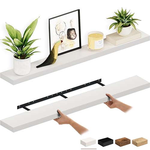 Ballucci Floating Shelves, 55" Wood Wall Shelf Set of 2,