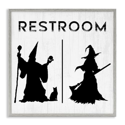 Rustic Witch Wizard Halloween Restroom, 24 x 24 Inch Framed Giclée Print