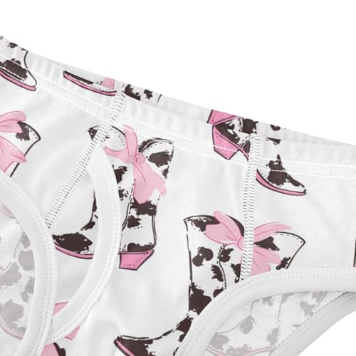 Wusikd Cow Print Cowboy Boots Boys' Underwear Cotton Pink Bows Boys Briefs Soft Toddler Underwear 2T4