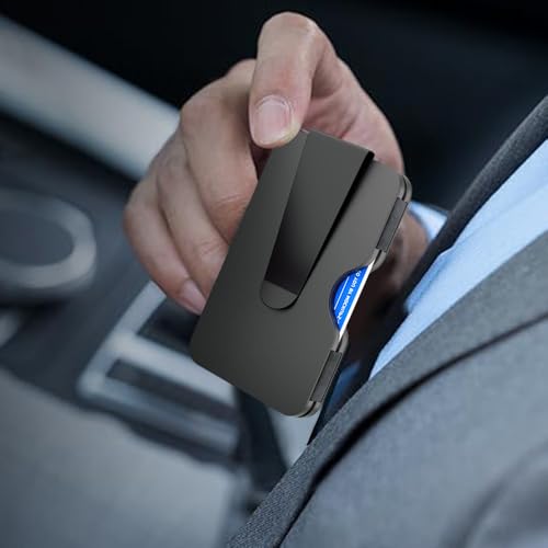 Slim Ultra Thin RFID Blocking Wallet Front Pocket RFID Blocking Metal Wallets for Men with Money Clip Theft Protection Crush Resistant Wallet Slim Men Wallets RFID Men Blocking Women (Black)2