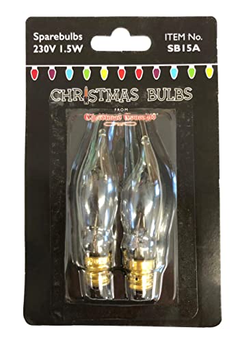 Pack of 2 - Screw In E12 Clear Replacement Christmas Candle Flicker Bulbs 230V 1.5W