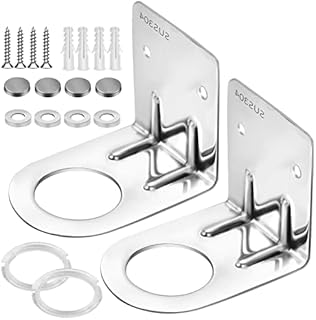 TEESIN Pack of 2 Multi-Purpose Wall Mount Hand Sanitiser Pump Bottle Holder, 304 Stainless Steel Soap Dispenser Holder for Shampoo, Shower Gel, kitchen Dish-washing liquid Holder Hook