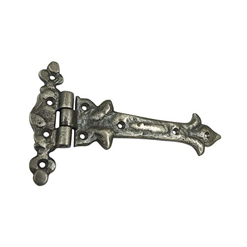 Image of Adonai Hardware Adonijah Antique Cast Iron Strap T Hinge (7.9 inch x 12 Pack, Antique Brushed Nickel) for Barn Doors, Gates, Kitchen Cabinets, Sheds, Wooden Box, Furniture, Cedar Chest and Trunks